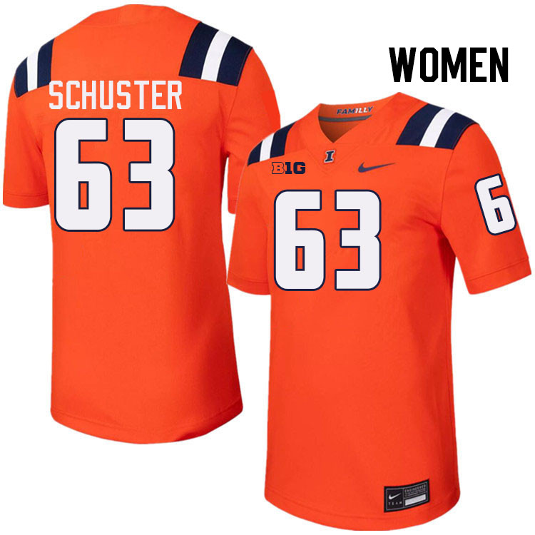 Women #63 Dezmond Schuster Illinois Fighting Illini College Football Jerseys Stitched-Orange